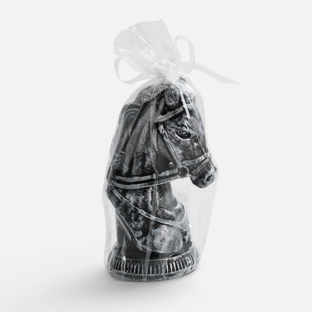 Свеча фигурная «Бюст лошади», серебристая