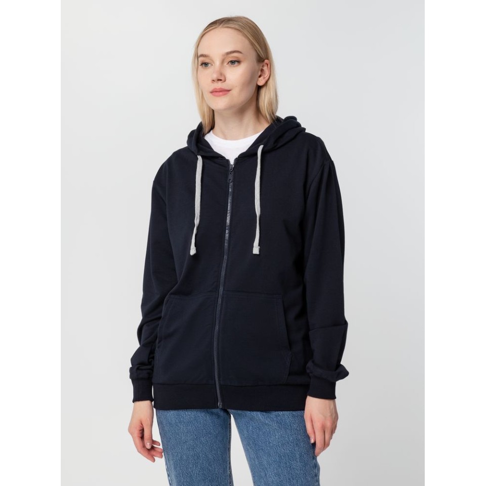 Толстовка на молнии с капюшоном Unit Siverga, темно-синяя