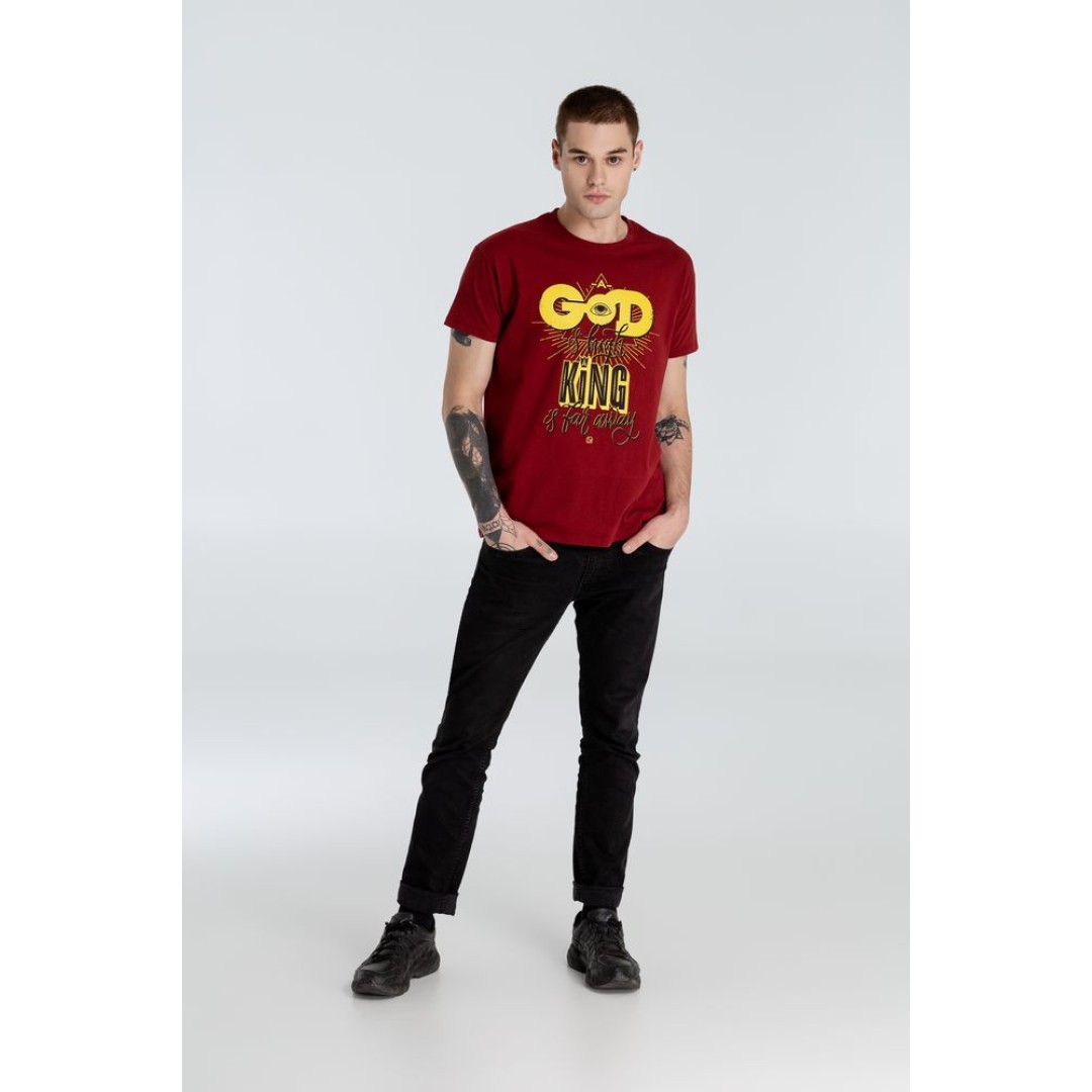 Футболка A God is High, гранатово-красная, S
