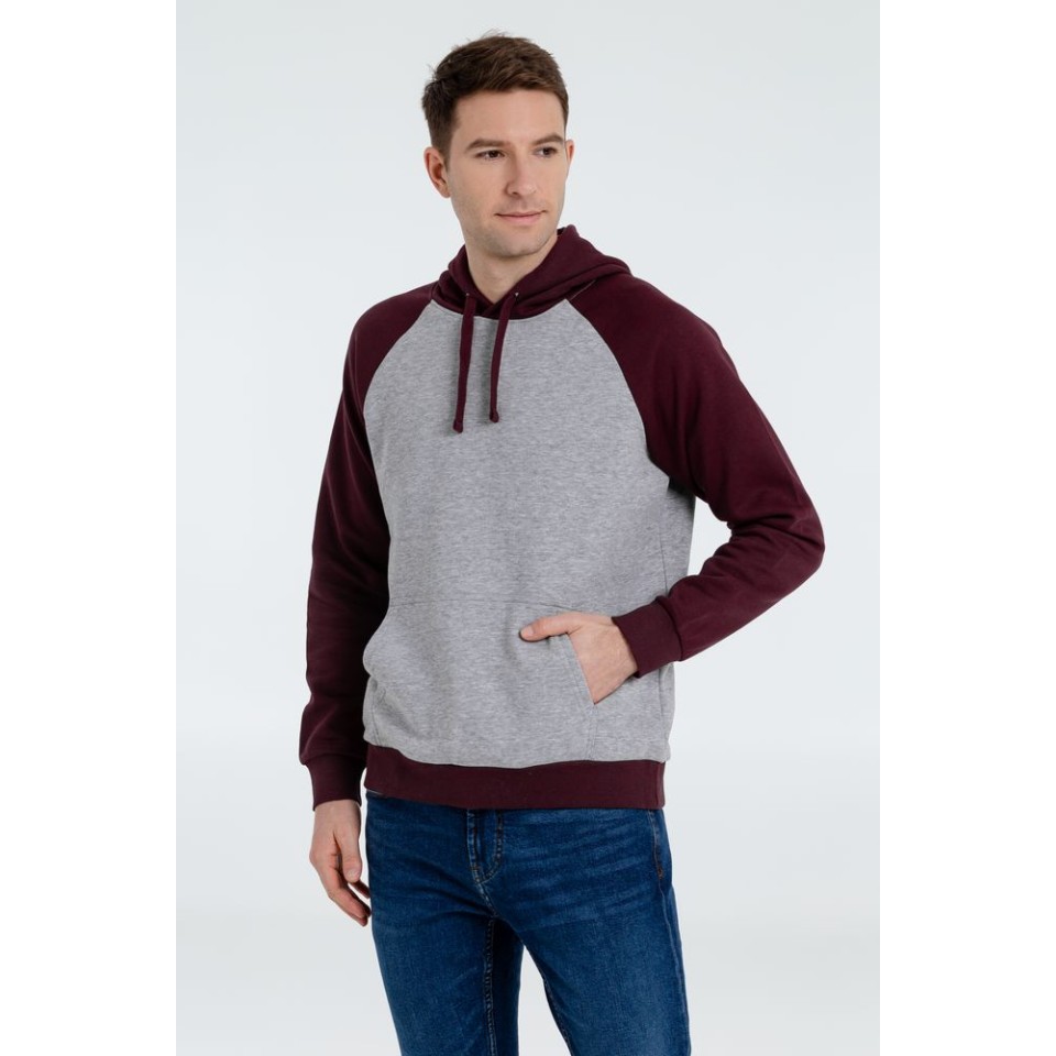 Толстовка унисекс Seattle серый меланж/бордовый, XL