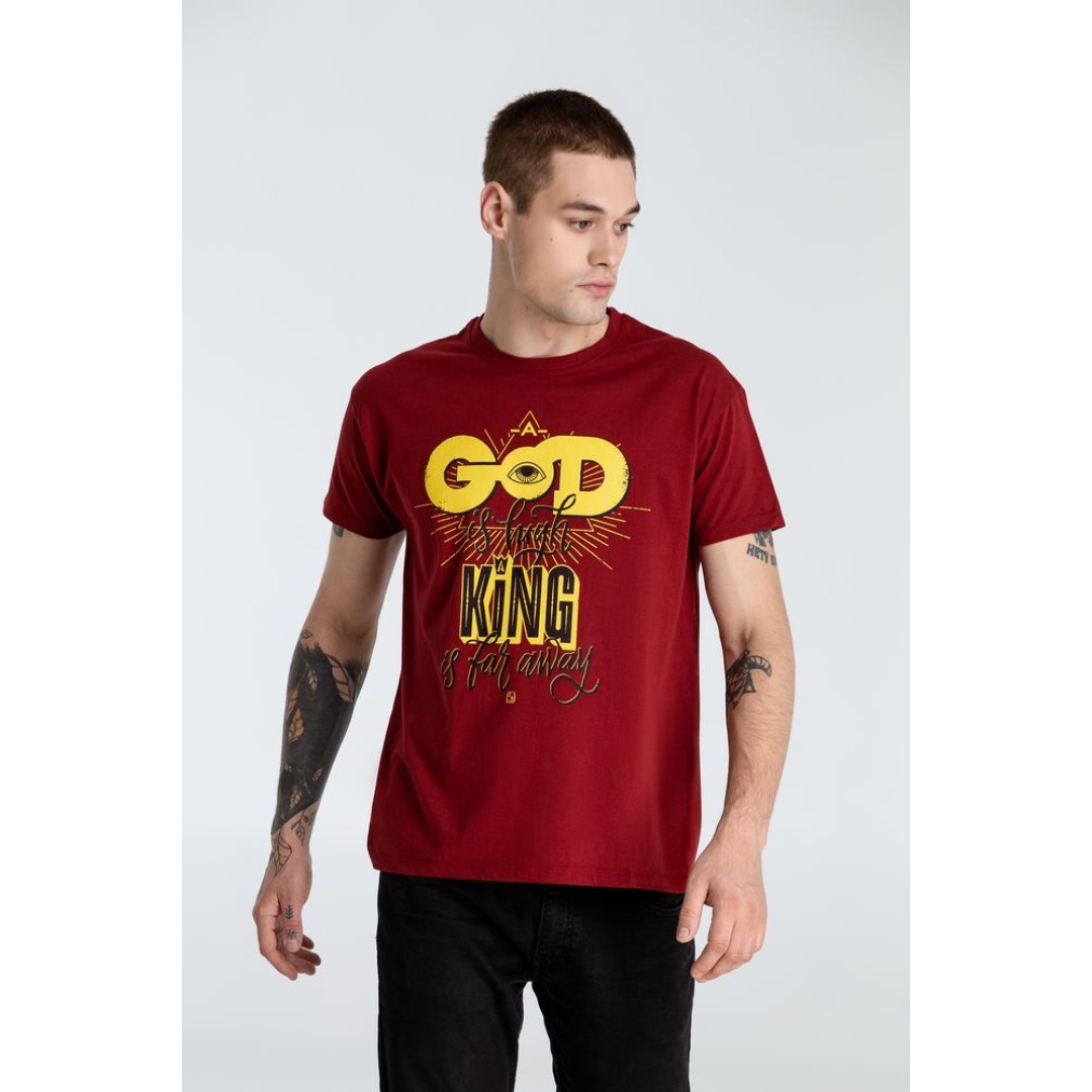 Футболка A God is High, гранатово-красная, S