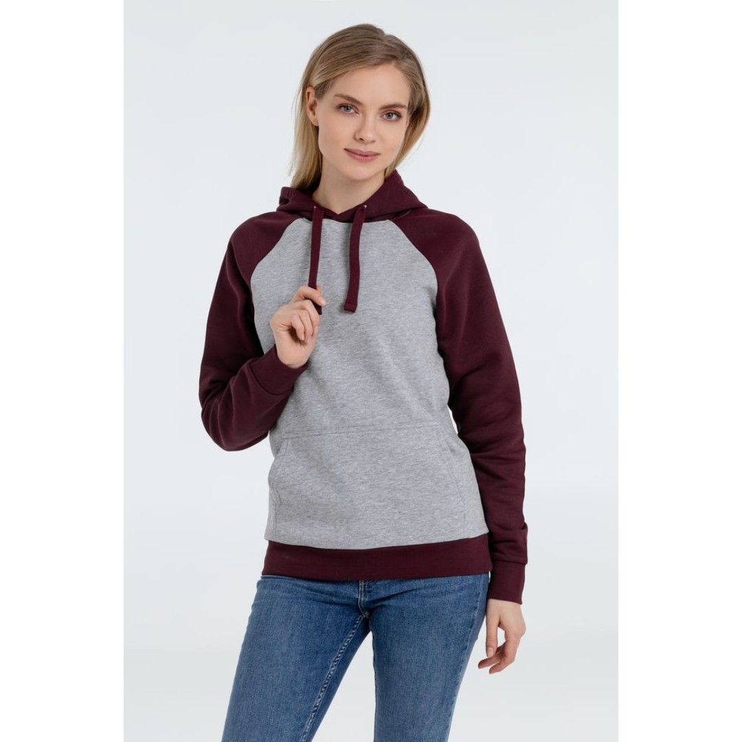 Толстовка унисекс Seattle серый меланж/бордовый, XXL