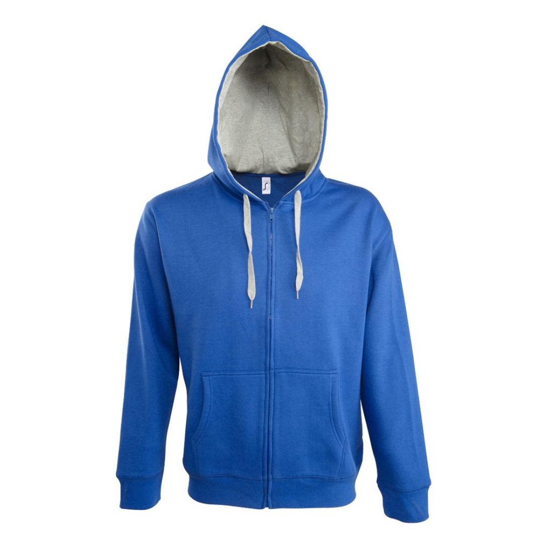 Толстовка мужская на молнии Soul Men 290 с контрастным капюшоном, ярко-синий, S