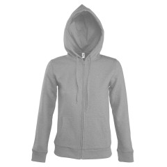 Толстовка женская на молнии с капюшоном Seven Women 290, серый меланж, XL
