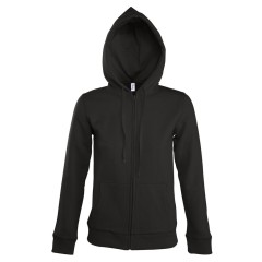 Толстовка женская на молнии с капюшоном Seven Women, черная, XL