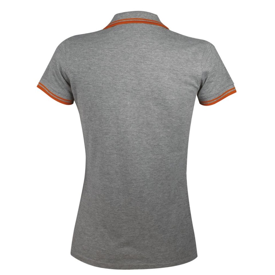 Рубашка поло женская Pasadena Women 200 с контрастной отделкой, серый меланж/оранжевый, L