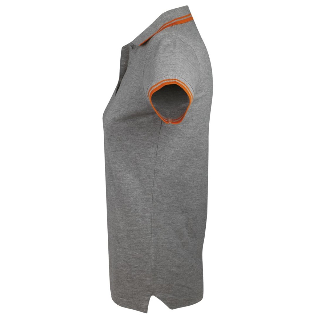 Рубашка поло женская Pasadena Women 200 с контрастной отделкой, серый меланж/оранжевый, XXL