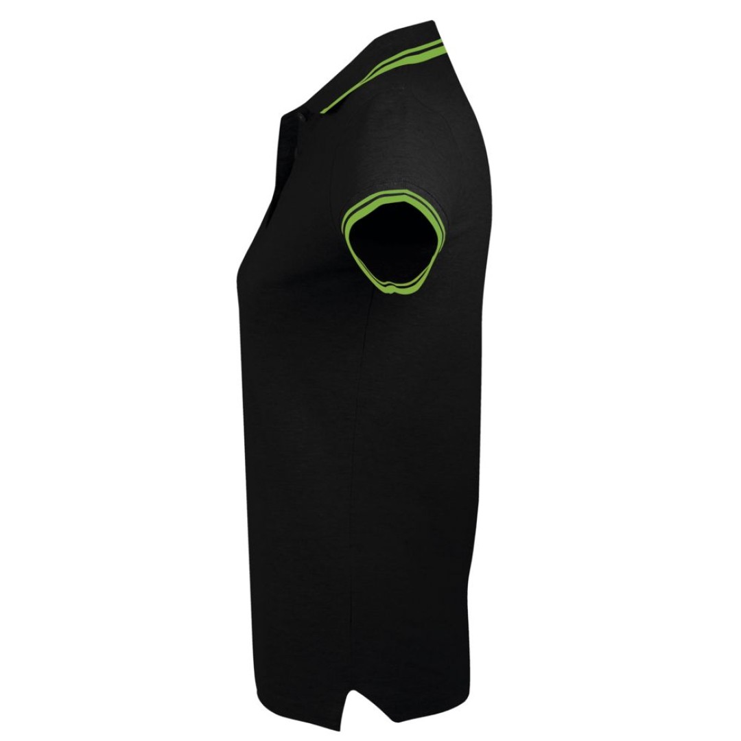 Рубашка поло женская Pasadena Women 200 с контрастной отделкой, черный/зеленый, XXL