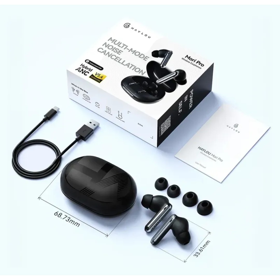 Беспроводные наушники HAYLOU Mori Plus T016,  Bluetooth 6.0, ANC, 28 ч автономной работы, Hi-Fi, черные
