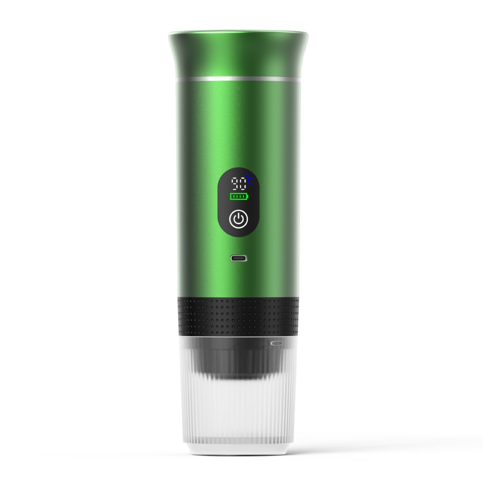 Портативная кофемашина Espresso KF-JN-02PRO2.0 с поддержкой капсул и молотого кофе, 20 бар, 150 мл, 2500 мАч*3, металлический. зелёный