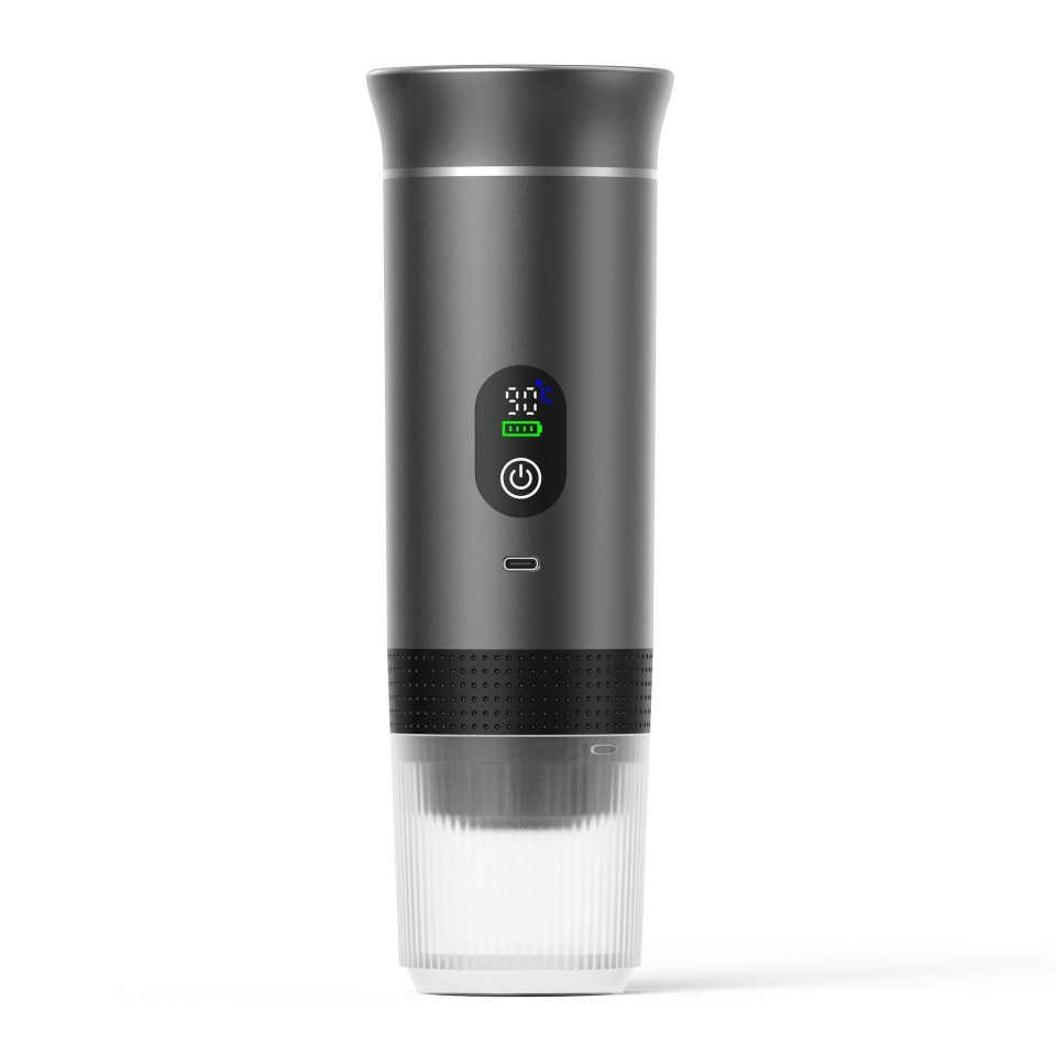 Портативная кофемашина Espresso KF-JN-02PRO2.0 с поддержкой капсул и молотого кофе, 20 бар, 150 мл, 2500 мАч*3, металлический серый