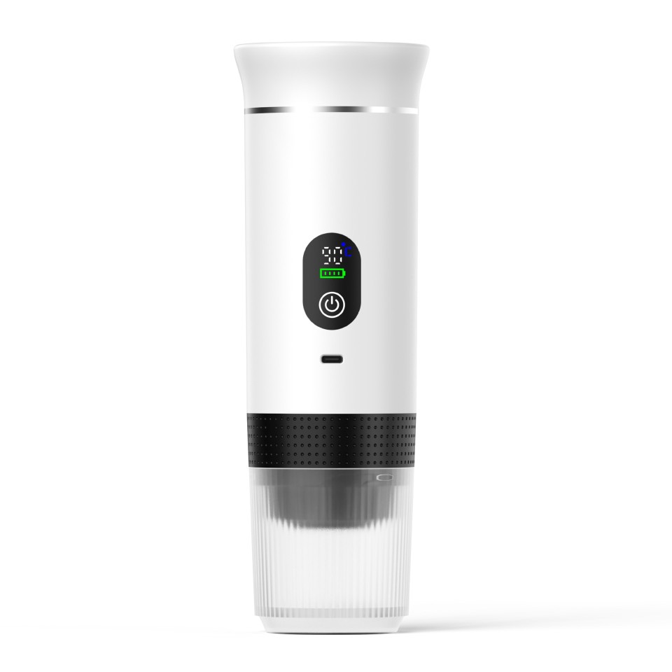 Портативная кофемашина Espresso KF-JN-02PRO2.0 с поддержкой капсул и молотого кофе, 20 бар, 150 мл, 2500 мАч*3, металлический белый
