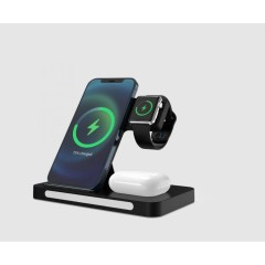 Беспроводное зарядное устройство 3 в 1 Qwerty High Quality LED Lamp Beads Farewell to Darkness Black (HYY-W168)