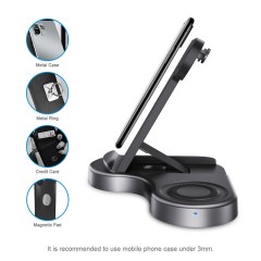 Беспроводное зарядное устройство 3 в 1 Qwerty для Apple AirPods Pro Black (HYY-WC-011)