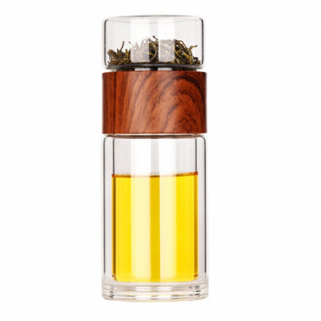 Чайная бутылка с двойным стеклом ситечком Qwerty Muggs (TB047)