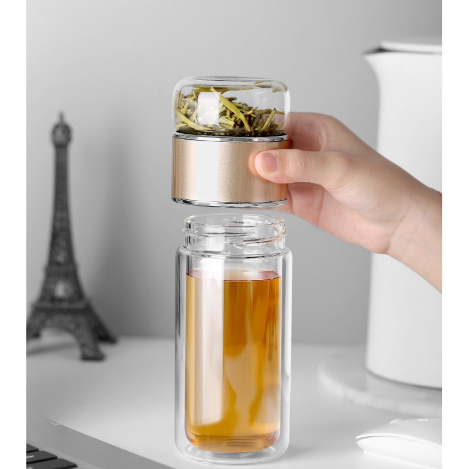 Чайная бутылка с двойным стеклом ситечком Qwerty Tea Bottle With Double Glass