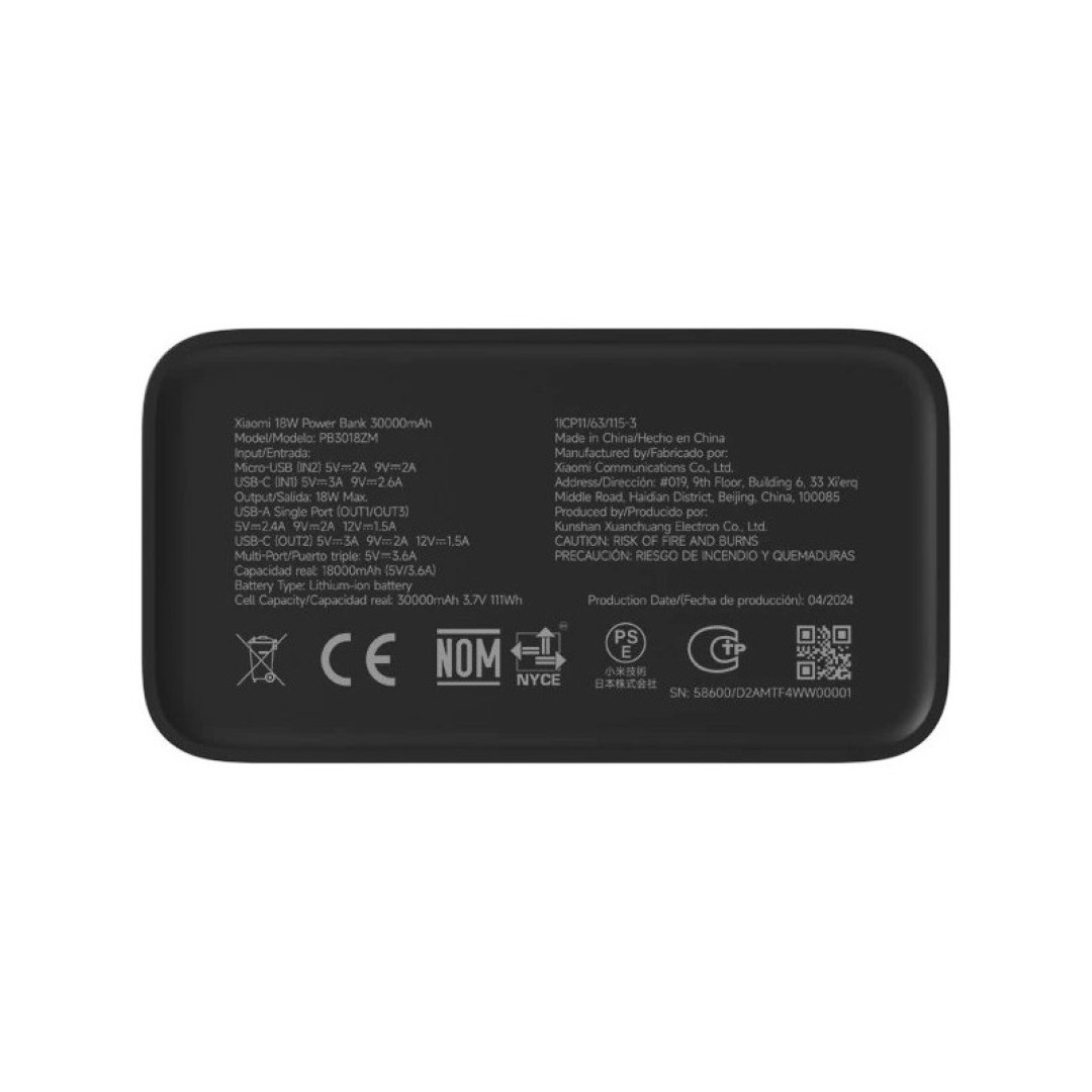 Внешний аккумулятор Xiaomi Mi Power Bank 3 30000 mAh (PB3018ZM/BHR9126GL)