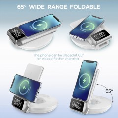 Беспроводное зарядное устройство с будильником 3 в 1 Qwerty Multifunctional Desktop Wireless Charger White