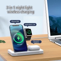 Беспроводное зарядное устройство 3 в 1 Qwerty High Quality LED Lamp Beads Farewell to Darkness Black (HYY-W168)