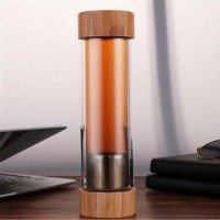 Чайная бутылка с двойным стеклом, ситечком, две крышки Qwerty Bamboo (TGB04)