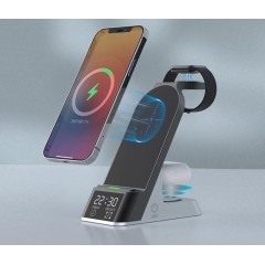 Беспроводное зарядное устройство с будильником 6 в 1 Qwerty New Wireless Charger