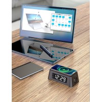 Беспроводное зарядное устройство 4 в 1 с будильником Bonola 15 Вт Qi