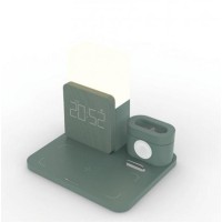 Беспроводное зарядное устройство 3 в 1 с будильником Qwerty Qi Wireless Charger для iPhone, iWatch и AirPods