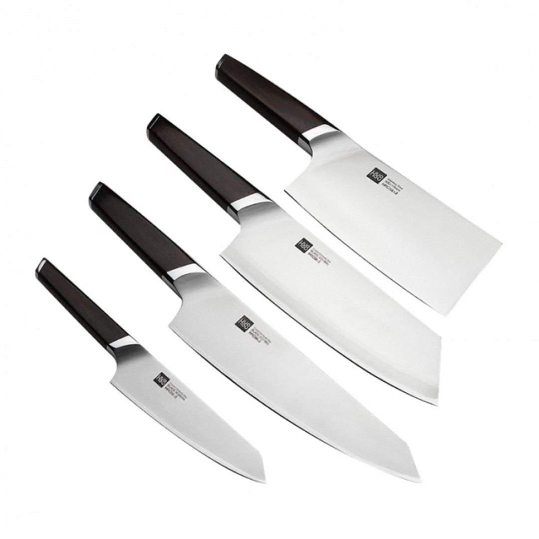 Набор стальных ножей Xiaomi Huo Hou Composite Steel Kitchen Knife Set (4 ножа + подставка) (HU0033)