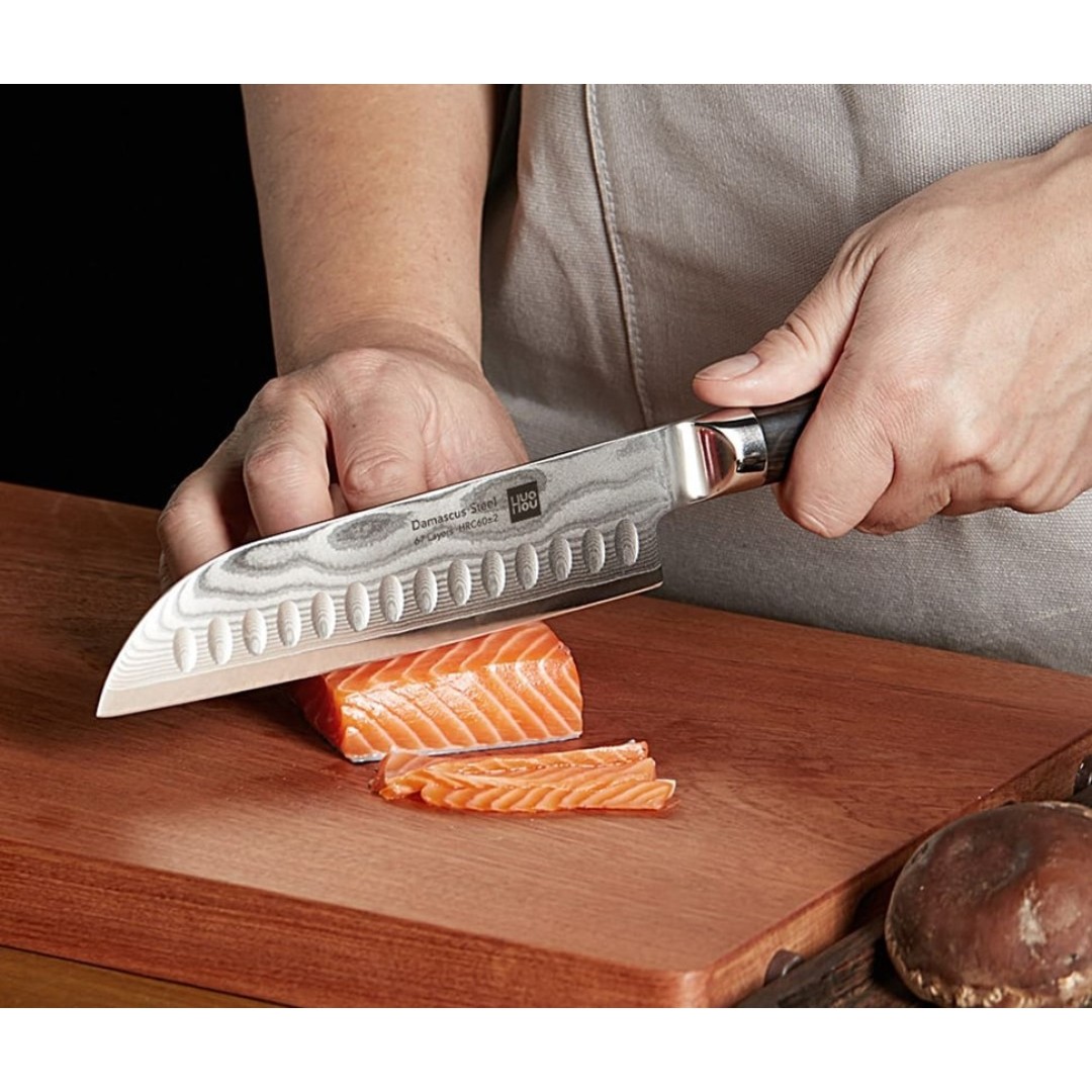 Набор ножей из дамасской стали Huo Hou Set of 5 Damascus Knife Sets (4 ножа с подставкой) (HU0073)