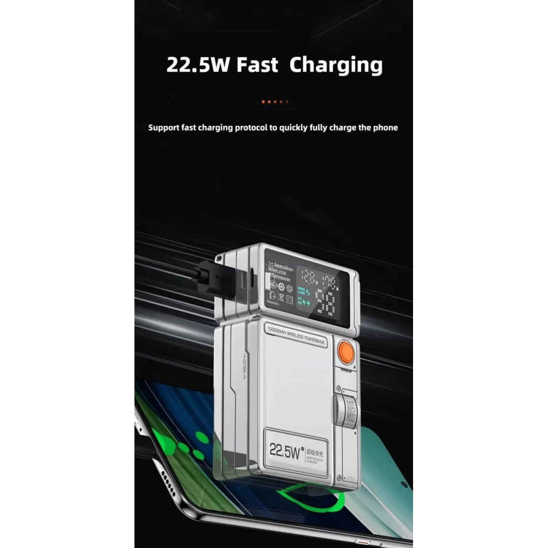 G50 Портативный магнитный Power Bank 3-в-1 для телефонов и Apple Watch Magsafe с мощным магнитом и сверхбыстрой зарядкой 22,5 Вт, 10000 мАч, серый