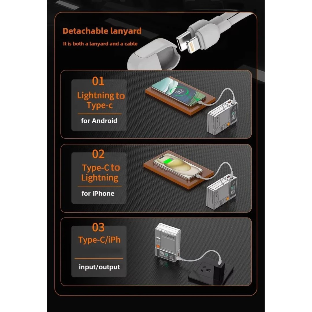 G50 Портативный магнитный Power Bank 3-в-1 для телефонов и Apple Watch Magsafe с мощным магнитом и сверхбыстрой зарядкой 22,5 Вт, 10000 мАч, серый