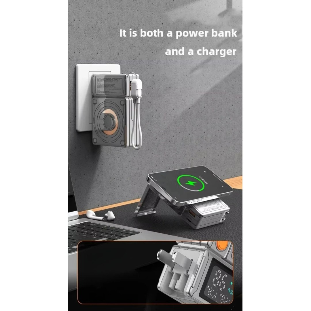 G50 Портативный магнитный Power Bank 3-в-1 для телефонов и Apple Watch Magsafe с мощным магнитом и сверхбыстрой зарядкой 22,5 Вт, 10000 мАч, серый