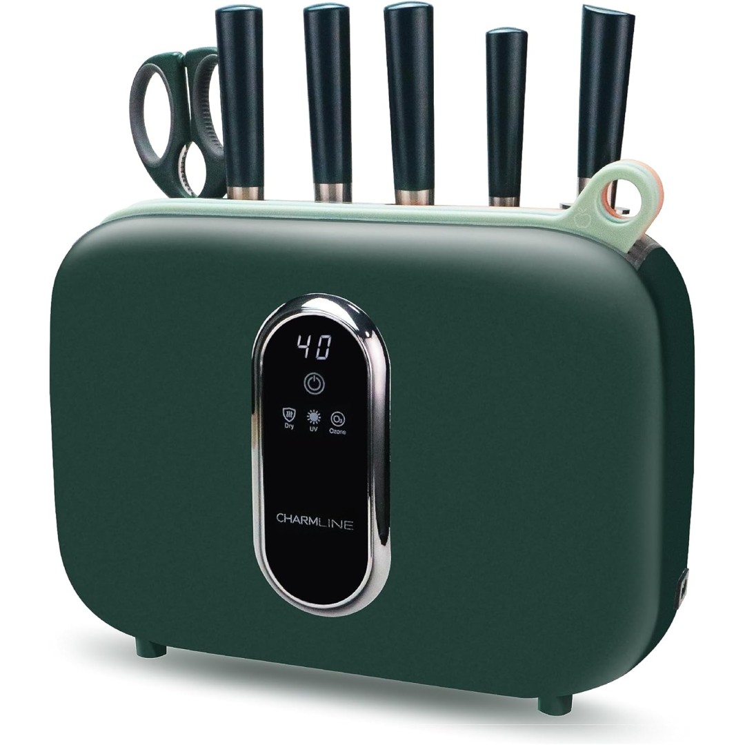 Набор для кухни (стерилизатор-подставка для ножей, 4 ножа, точилка для ножей, ножницы и 3 разделочные доски), изумрудно-зеленый