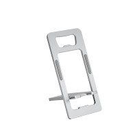 Складной держатель для мобильного телефона из алюминиевого сплава с открывалкой для бутылок, портативный, серебро