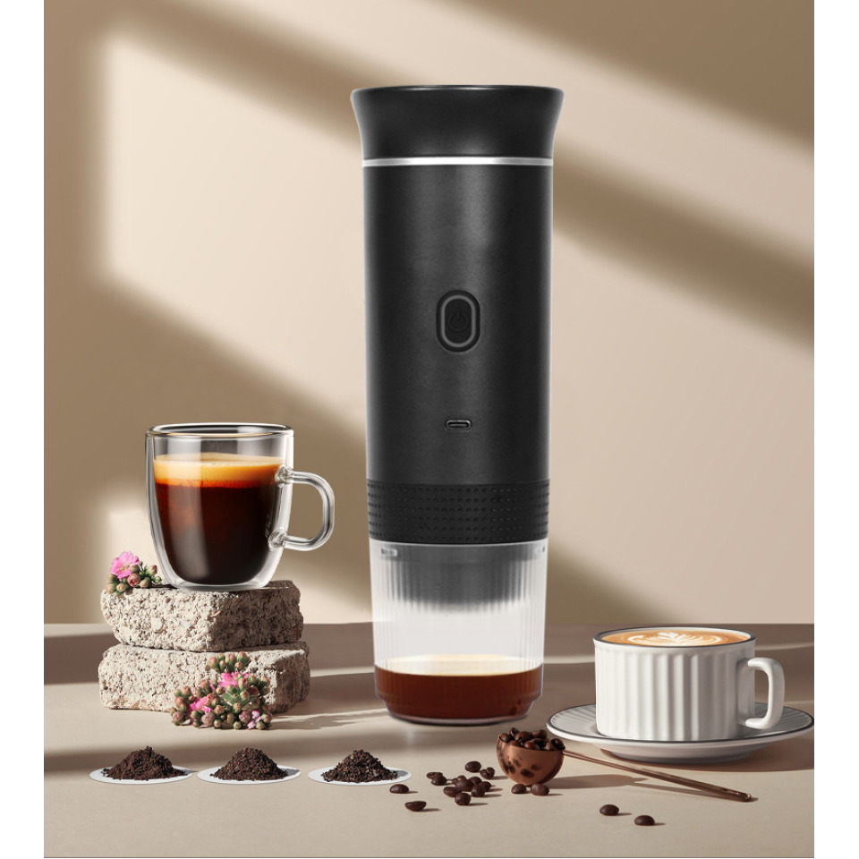 Портативная кофемашина Espresso KF-JN-02  с поддержкой капсул и молотого кофе, 20 бар, 2500 мАч*3, серый