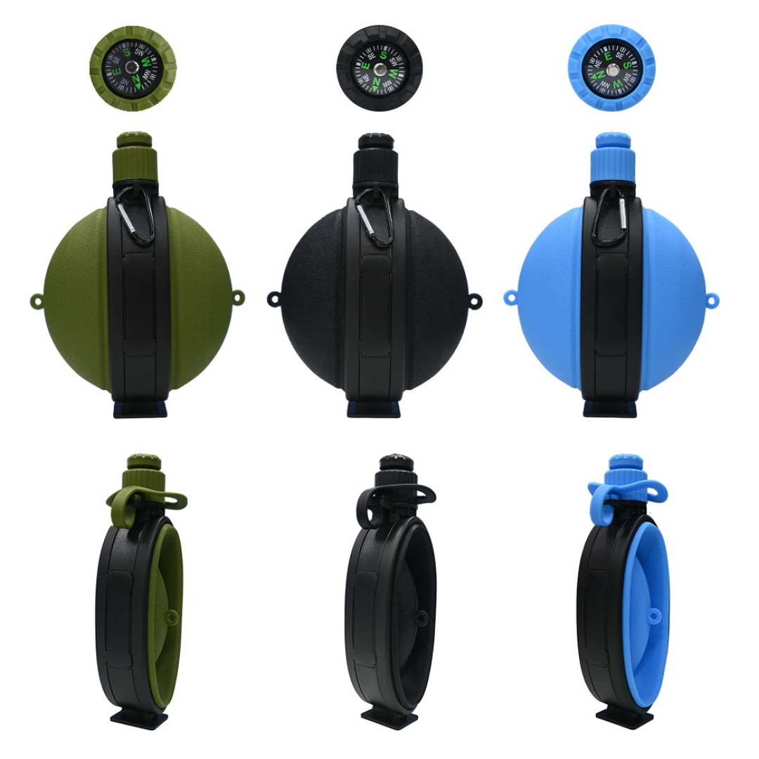 Фляжка с компасом, складная, портативная, 580 мл, синий