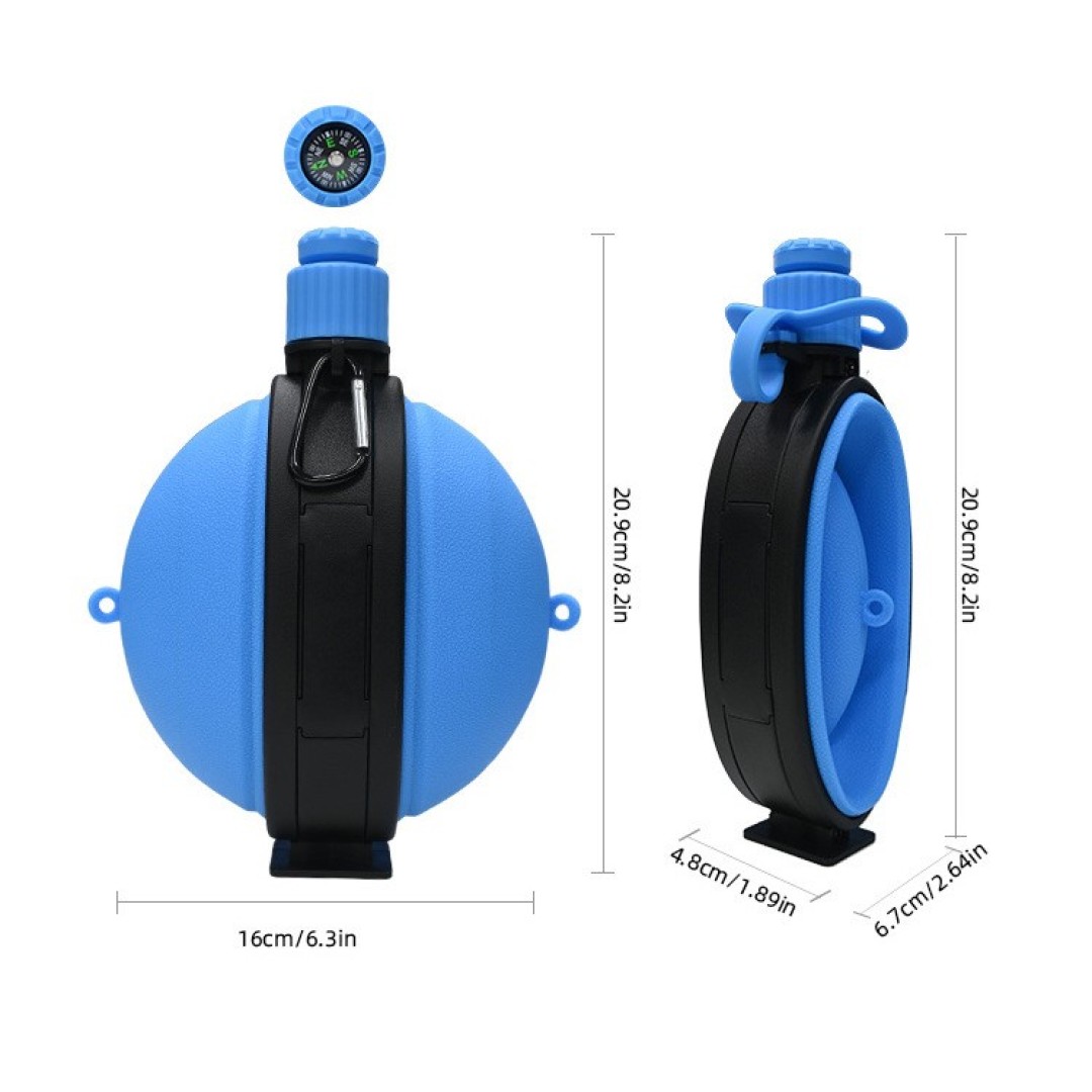 Фляжка с компасом, складная, портативная, 580 мл, синий