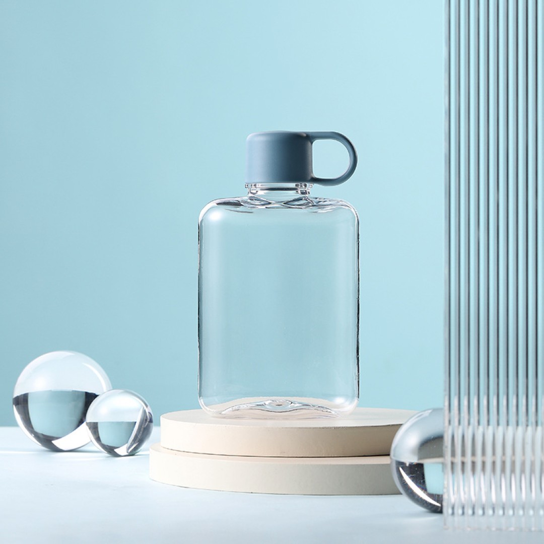 Квадратная фляжка для воды Ainmei, 360 мл, серая