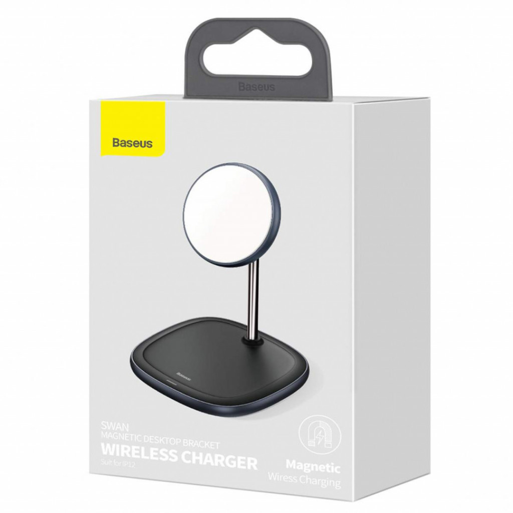 Беспроводное зарядное устройство Baseus Swan Magnetic Desktop Bracket Wireless Charger, White ( (WXSW-02))