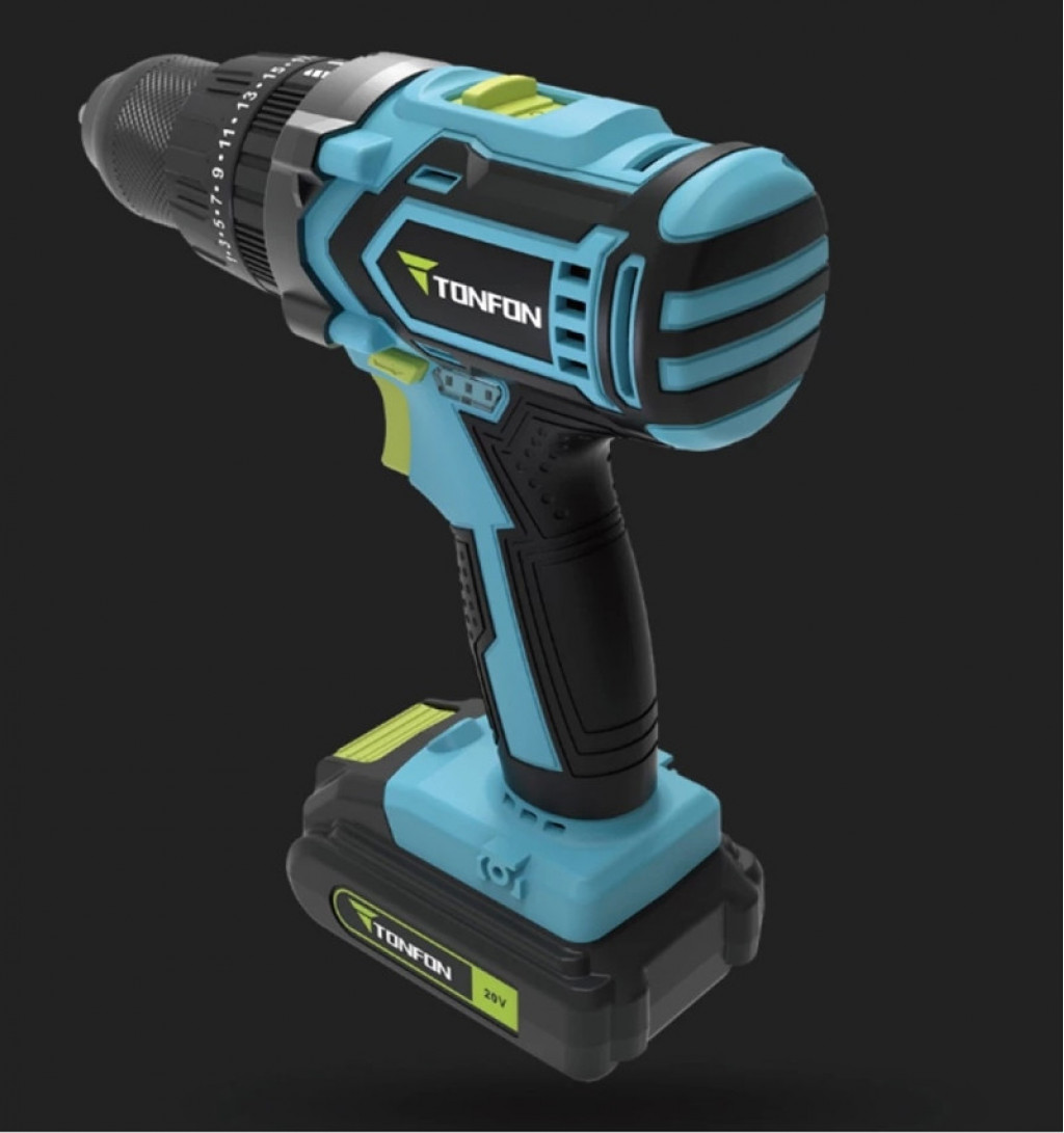 Аккумуляторная дрель-шуруповерт Xiaomi Tonfon Impact Drill 20V Black and blue