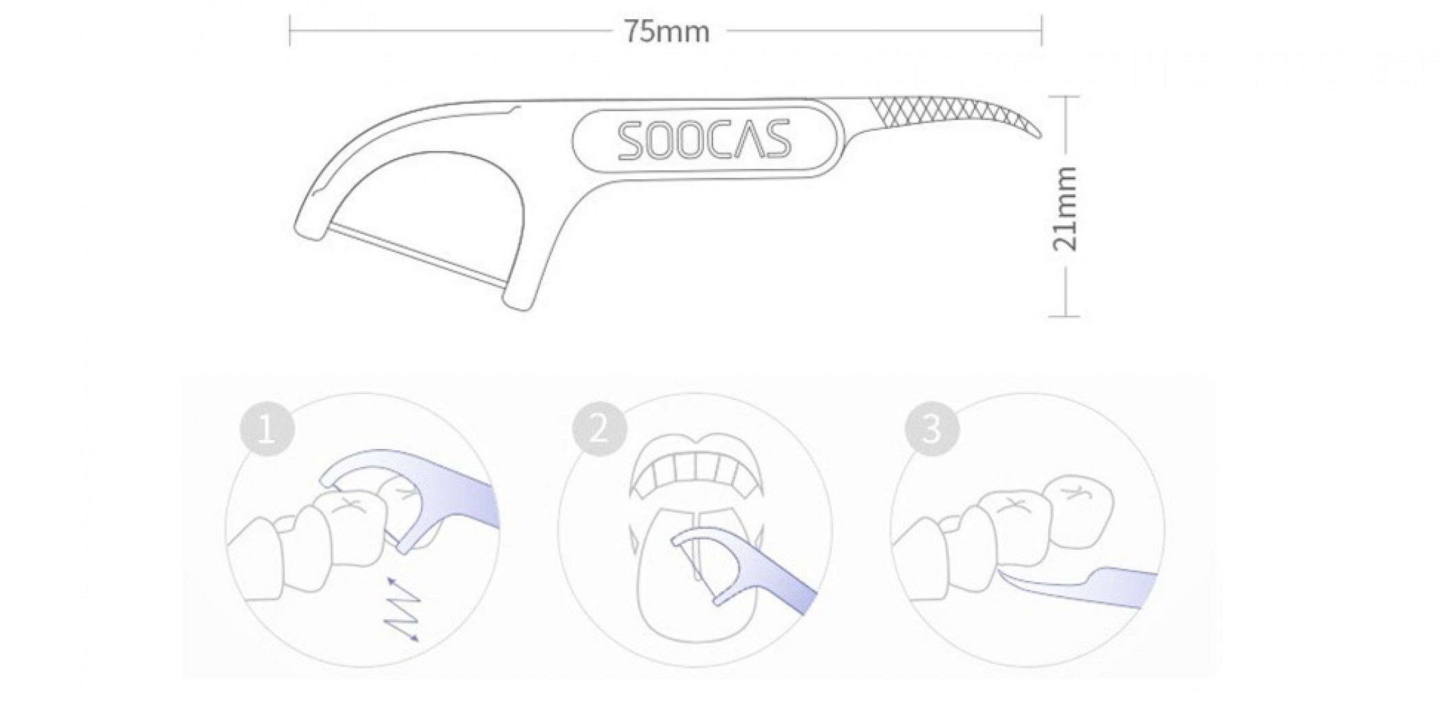 Зубная нить Xiaomi Soocas Floss Pick 300 шт Violet (D1-GL6)