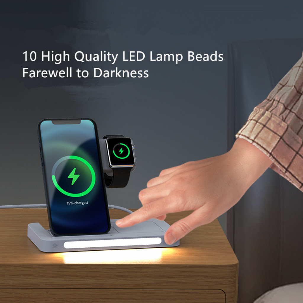 Беспроводное зарядное устройство 3 в 1 Xiaomi Qwerty High Quality LED Lamp Beads Farewell to Darkness White (HYY-W168)