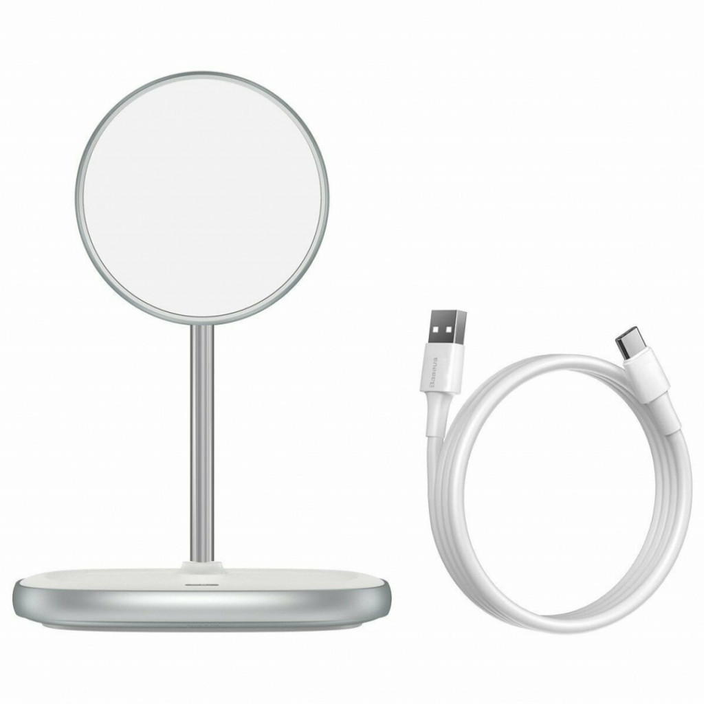 Беспроводное зарядное устройство Baseus Swan Magnetic Desktop Bracket Wireless Charger, White ( (WXSW-02))