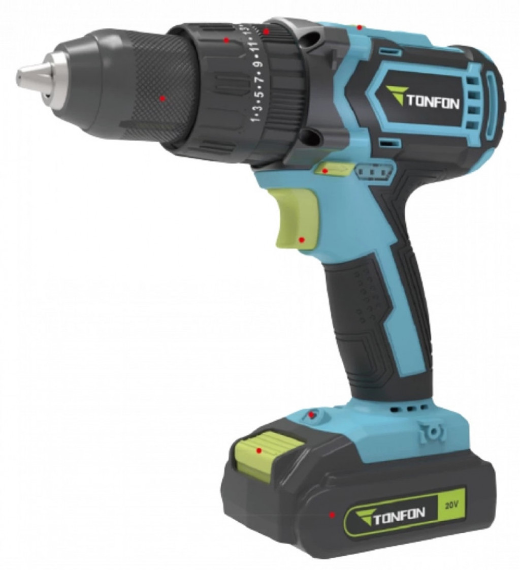 Аккумуляторная дрель-шуруповерт Xiaomi Tonfon Impact Drill 20V Black and blue