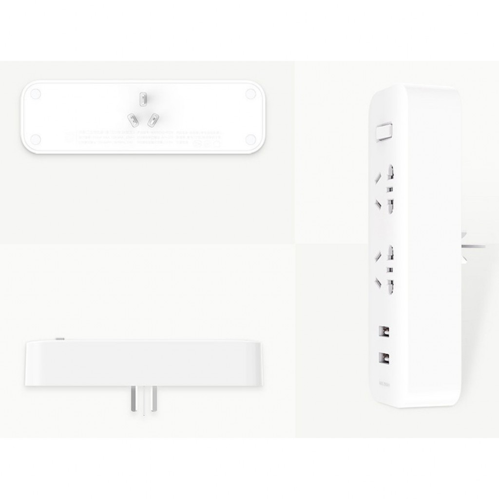 Разветвитель Xiaomi Mi Power Splitter 2 Socket+2 USB White