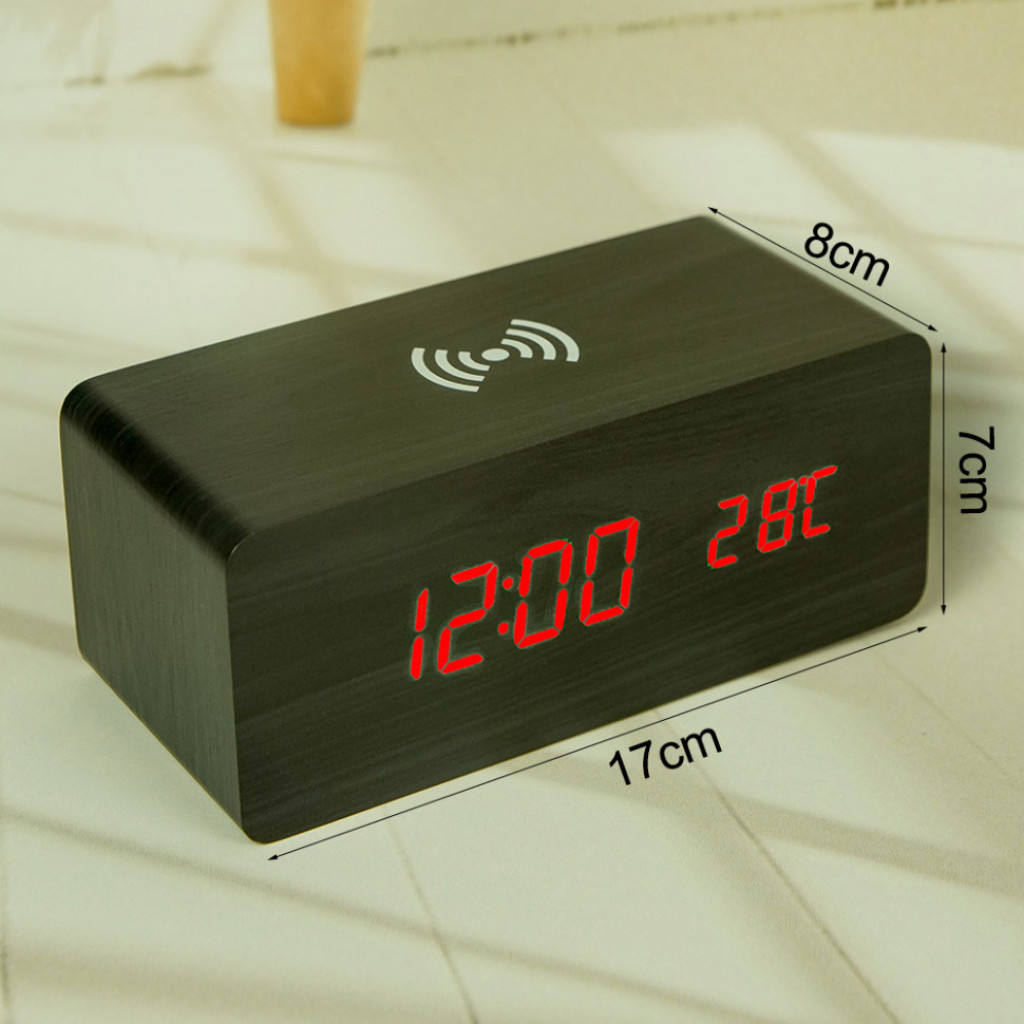 Часы-будильник с беспроводной зарядкой Qwerty Alarm Clock With Wireless Charging, Orange