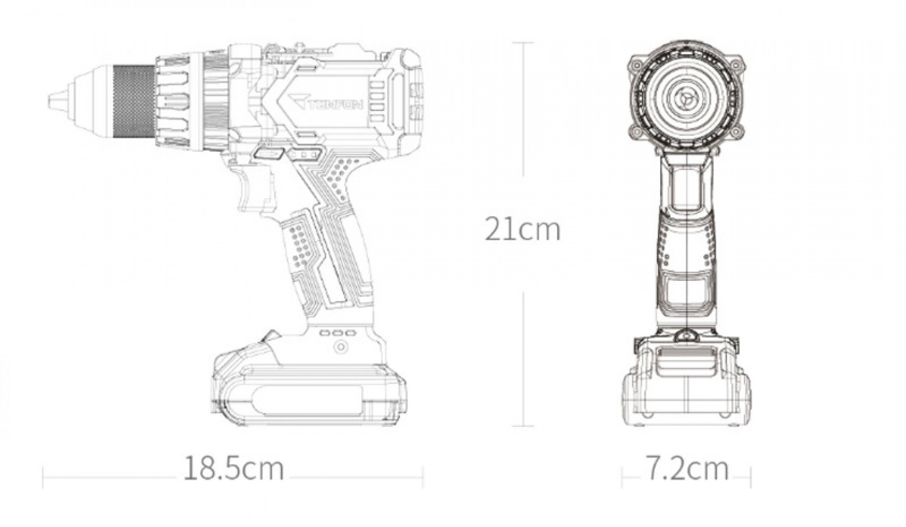 Аккумуляторная дрель-шуруповерт Xiaomi Tonfon Impact Drill 20V Black and blue