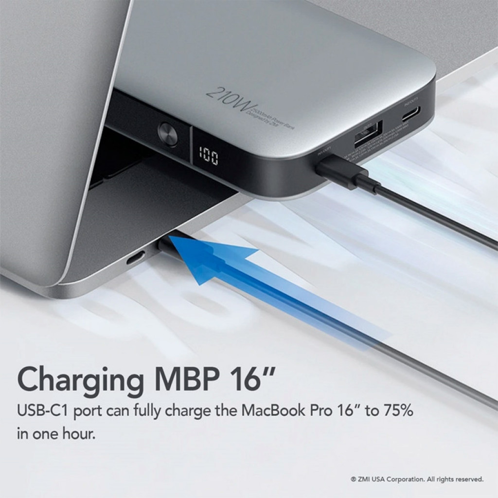 Внешний аккумулятор Xiaomi Power Bank Xiaomi (Mi) ZMI PowerPack 25000 mAh 210W Quick Charge 3.0 PD Gray (QB826G)