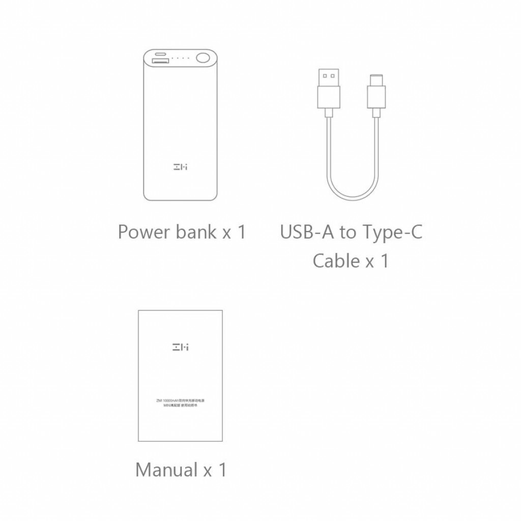 Внешний аккумулятор Power Bank Xiaomi ZMI 10000 mAh, Black (QB818)