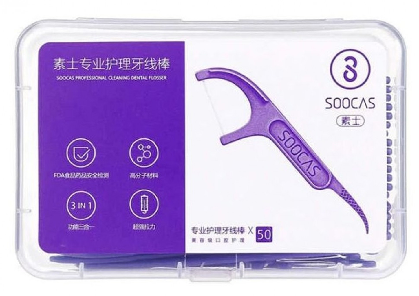 Зубная нить Xiaomi Soocas Floss Pick 300 шт Violet (D1-GL6)